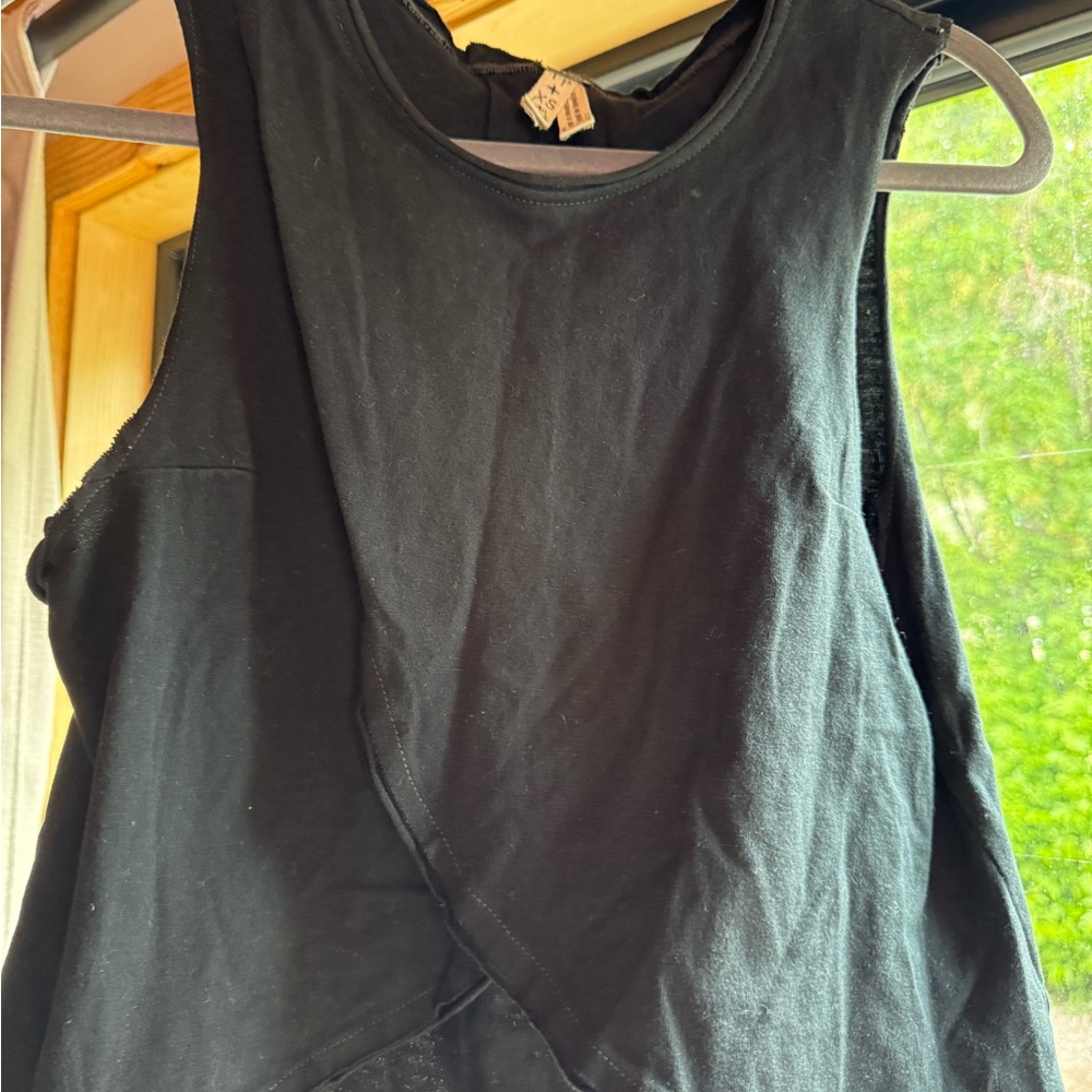 We The Free Black Asymmetrical Sleeveless Tank Top